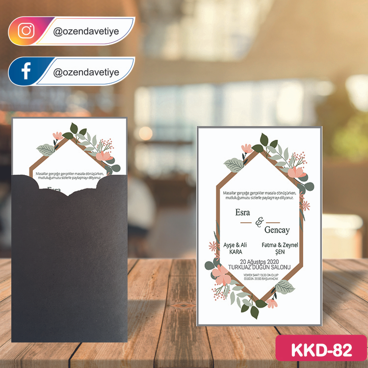 ozen-davetiye-Düğün Davetiyesi-Kahverengi Kraft Zarflı Davetiye Model No:82